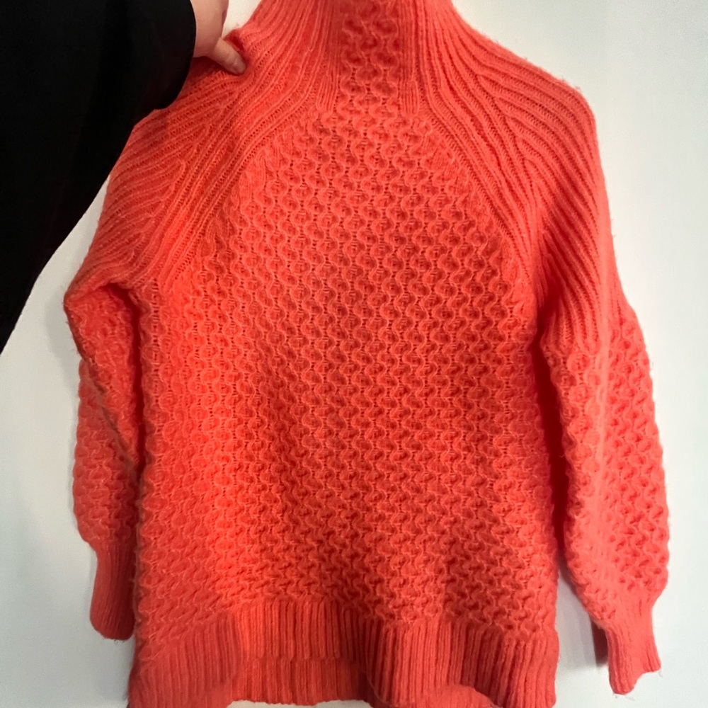 Anthropologie Coral Cowl Neck Sweater with Textured Knit